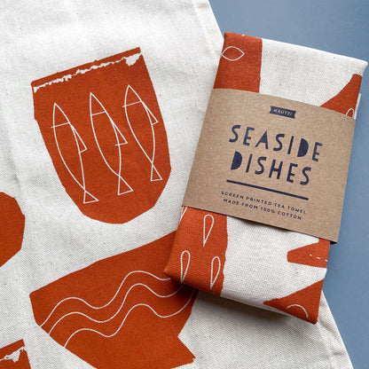 Tea Towel Seaside Dishes