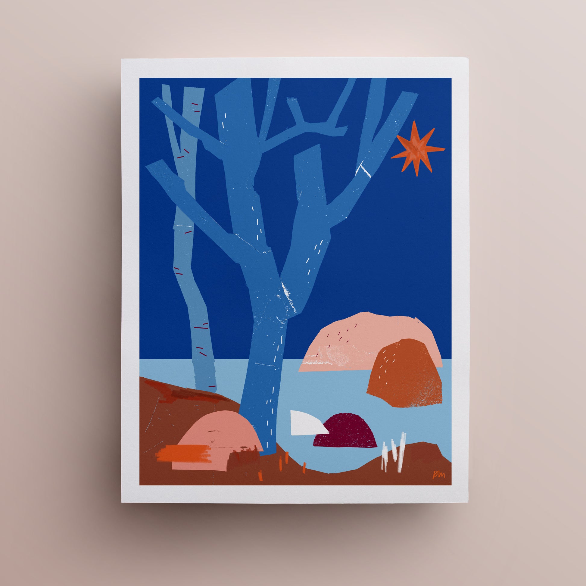 Kautzi Winter Coastline 11×14 art print, bare trees and rocky shore in winter – Cape Breton, Nova Scotia.