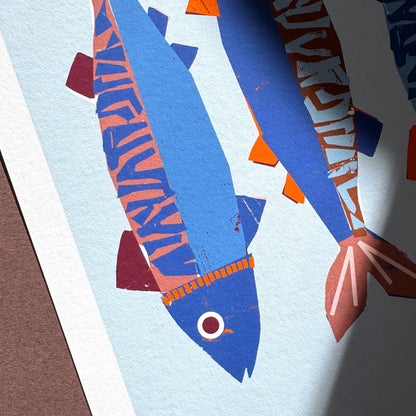 Kautzi Mackerel print detail – Cape Breton, Nova Scotia papercut illustration on archival paper.