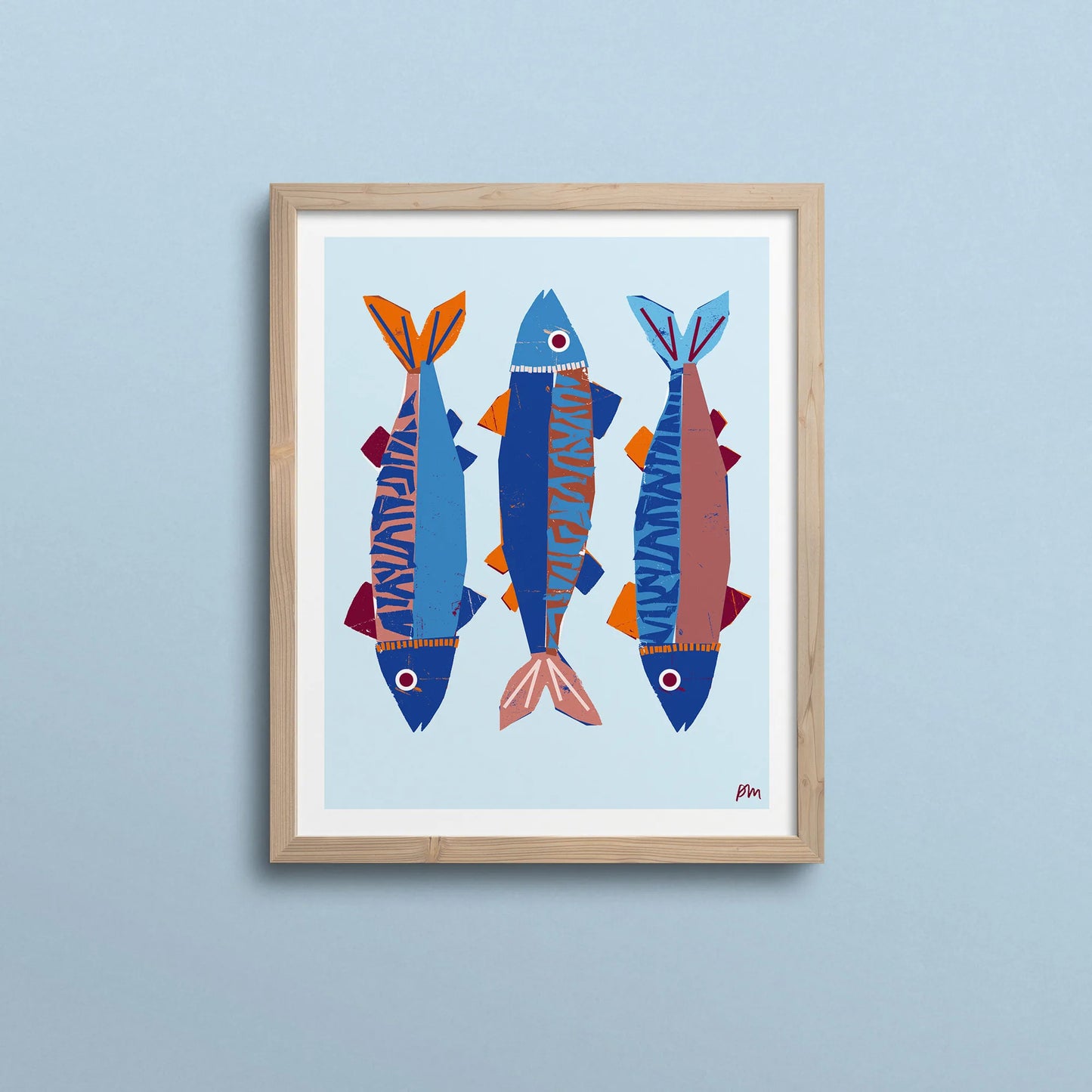 Kautzi Mackerel print framed – Cape Breton, Nova Scotia papercut illustration on archival paper.