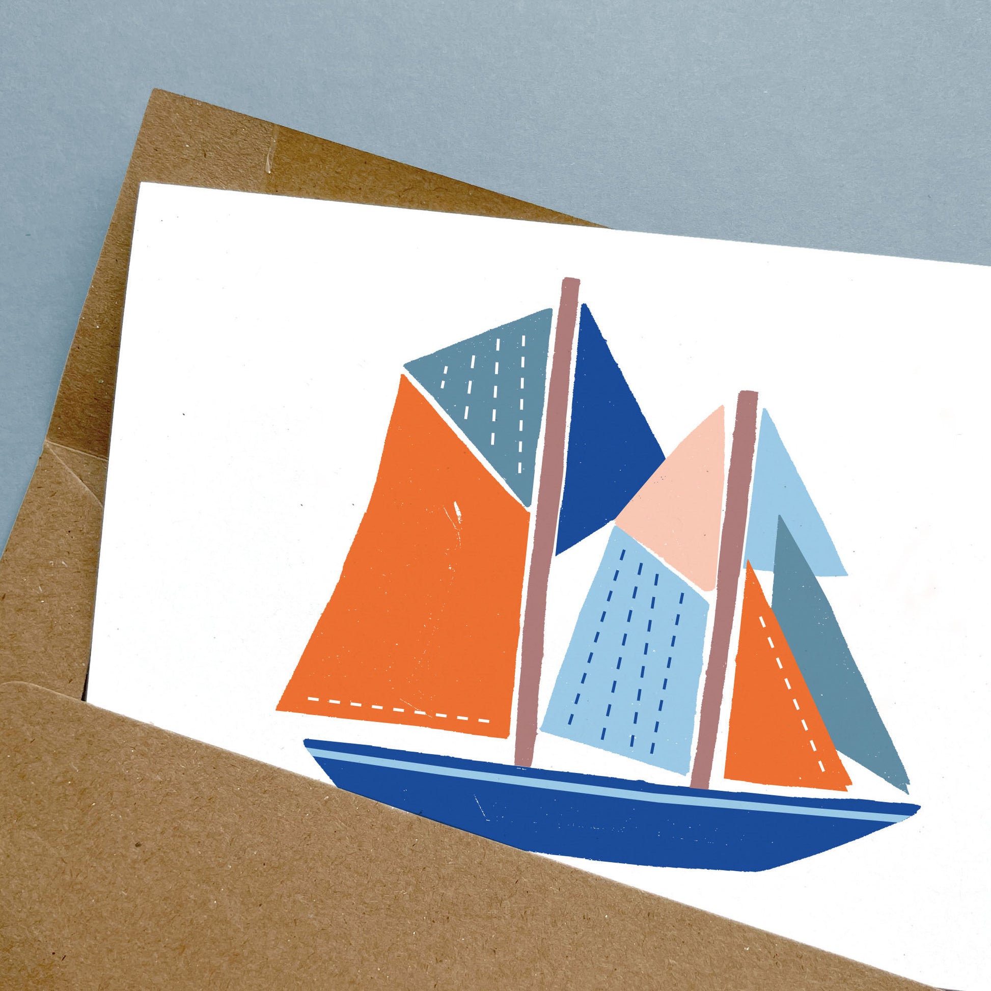 Kautzi Bluenose greeting card, illustrated schooner papercut design – Cape Breton, Nova Scotia Maritime card.