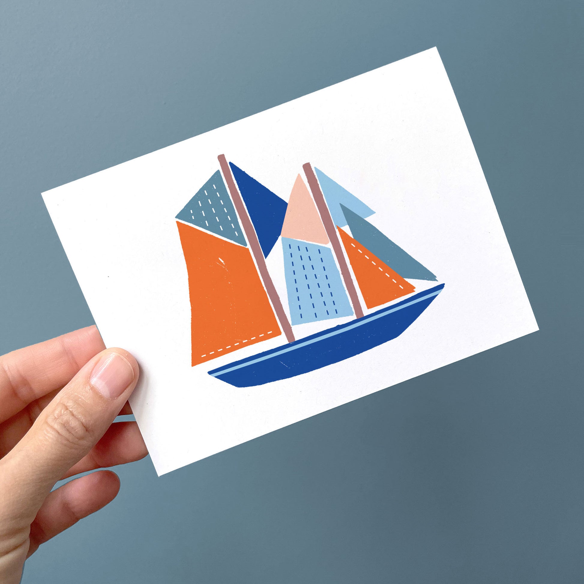 Kautzi Bluenose greeting card, illustrated schooner papercut design – Cape Breton, Nova Scotia Maritime card.