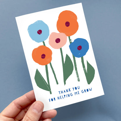 Kautzi Helping Me Grow thank-you card handheld – Nova Scotia illustrated occasion card.