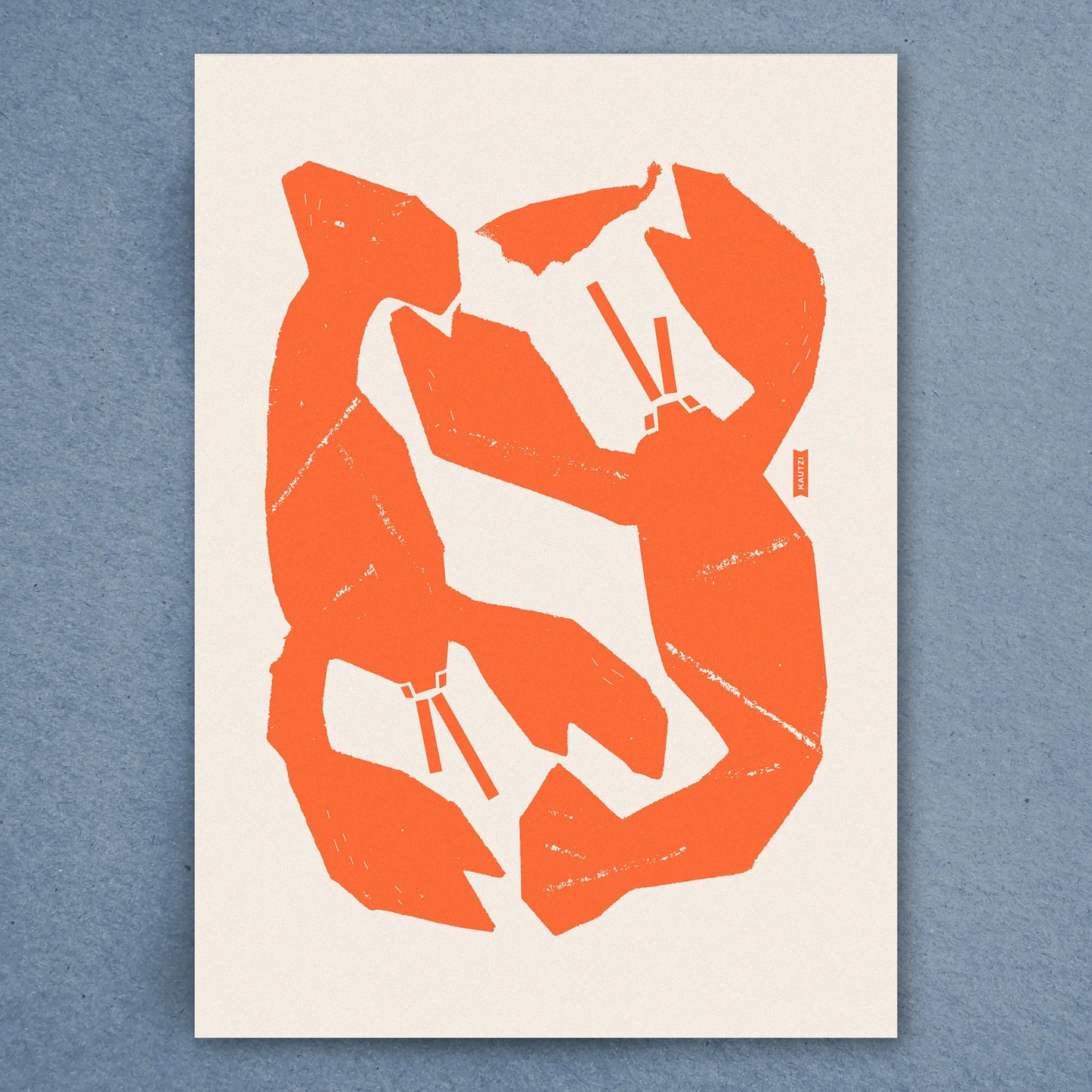 Kautzi Lobster Love tea towel, bright orange lobster illustration screen-printed on flour sack cotton – Cape Breton, Nova Scotia