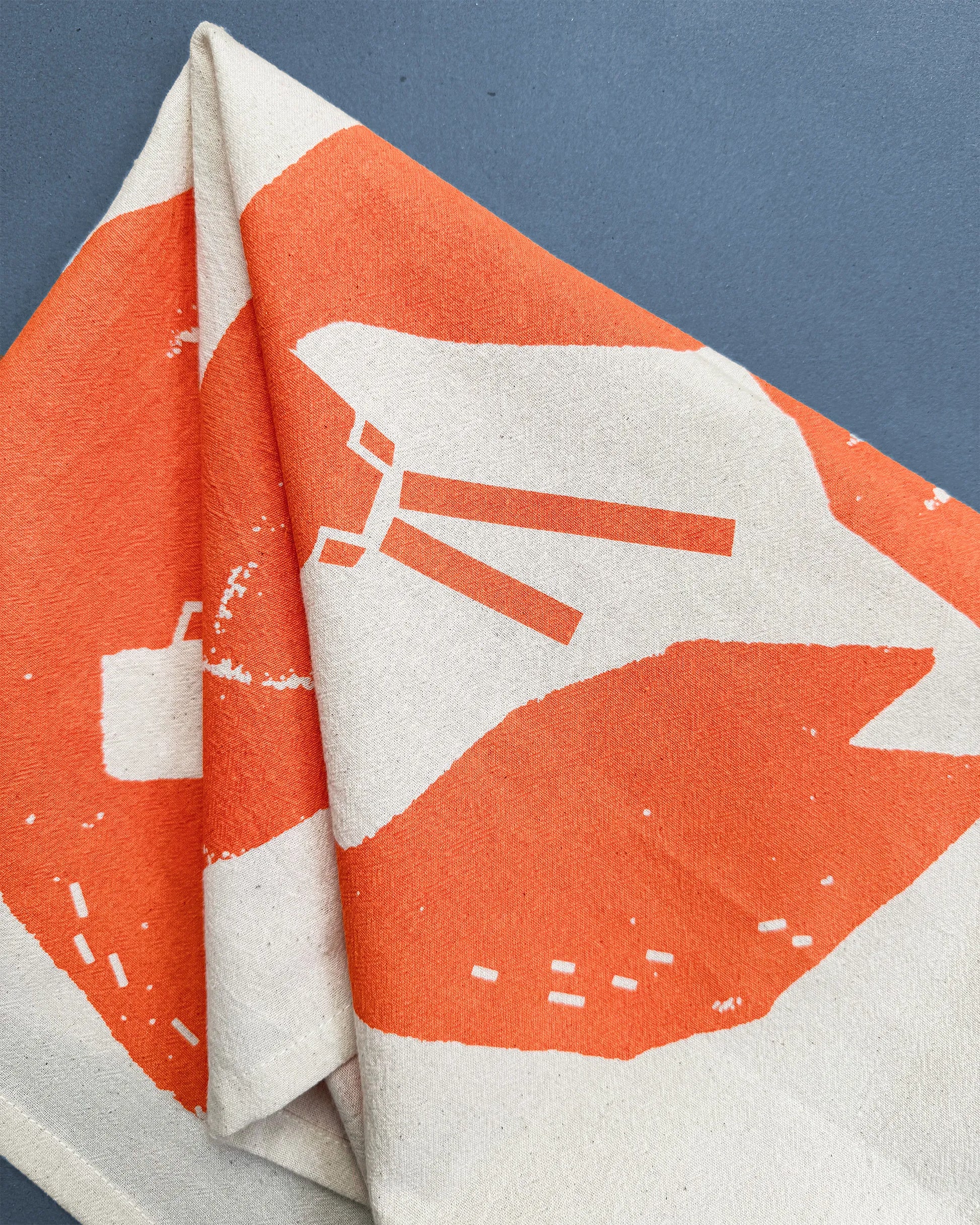 Kautzi Lobster Love tea towel, bright orange lobster illustration screen-printed on flour sack cotton – Cape Breton, Nova Scotia