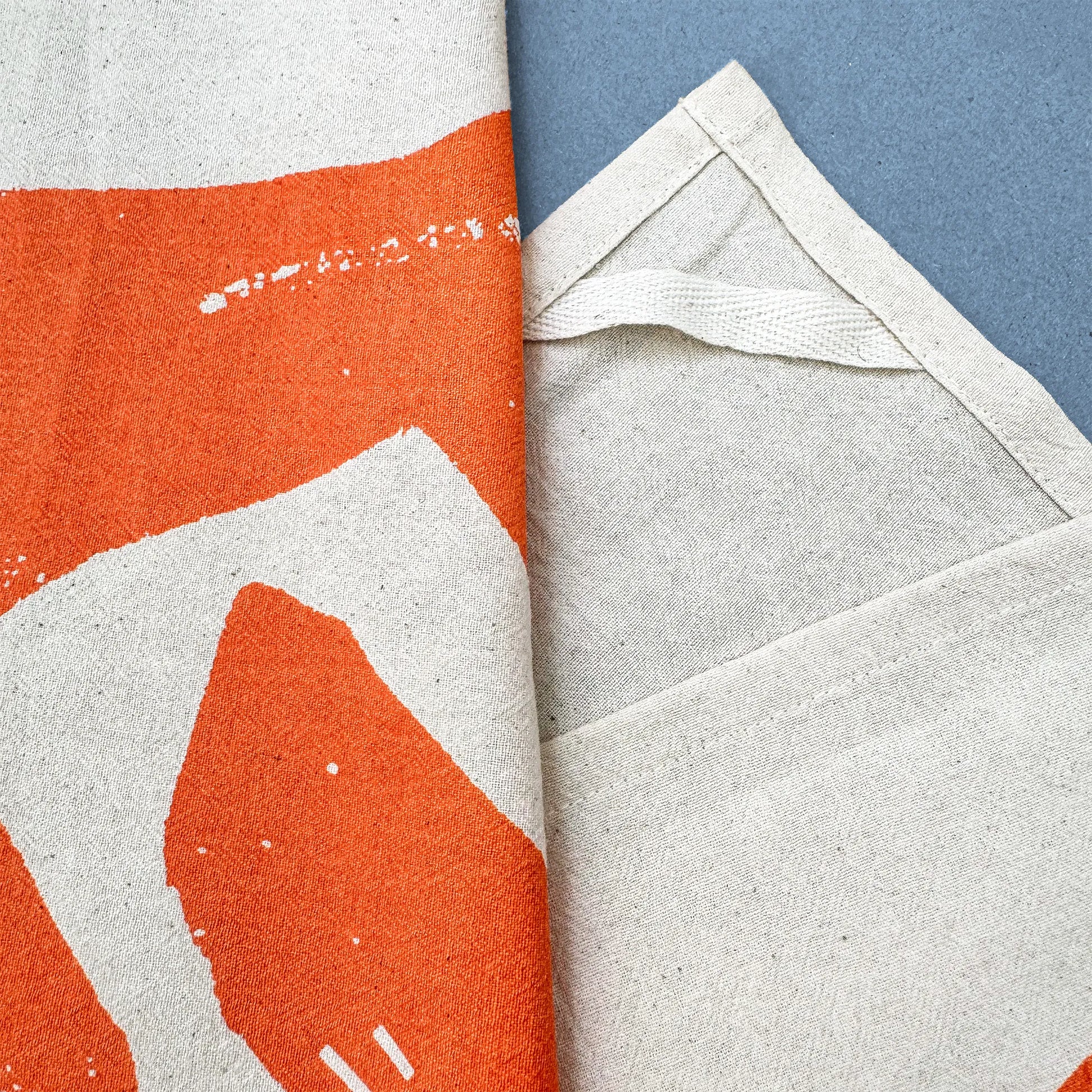 Kautzi Lobster Love tea towel, bright orange lobster illustration screen-printed on flour sack cotton – Cape Breton, Nova Scotia