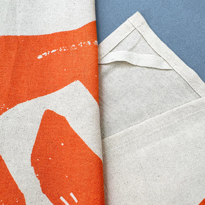 Kautzi Lobster Love tea towel, bright orange lobster illustration screen-printed on flour sack cotton – Cape Breton, Nova Scotia